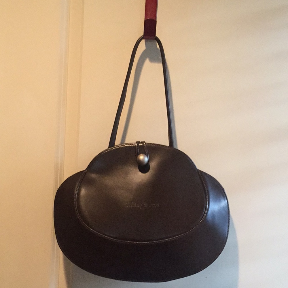 Tiffany & Fred Dark Brown Rounded Leather Shoulder Bag